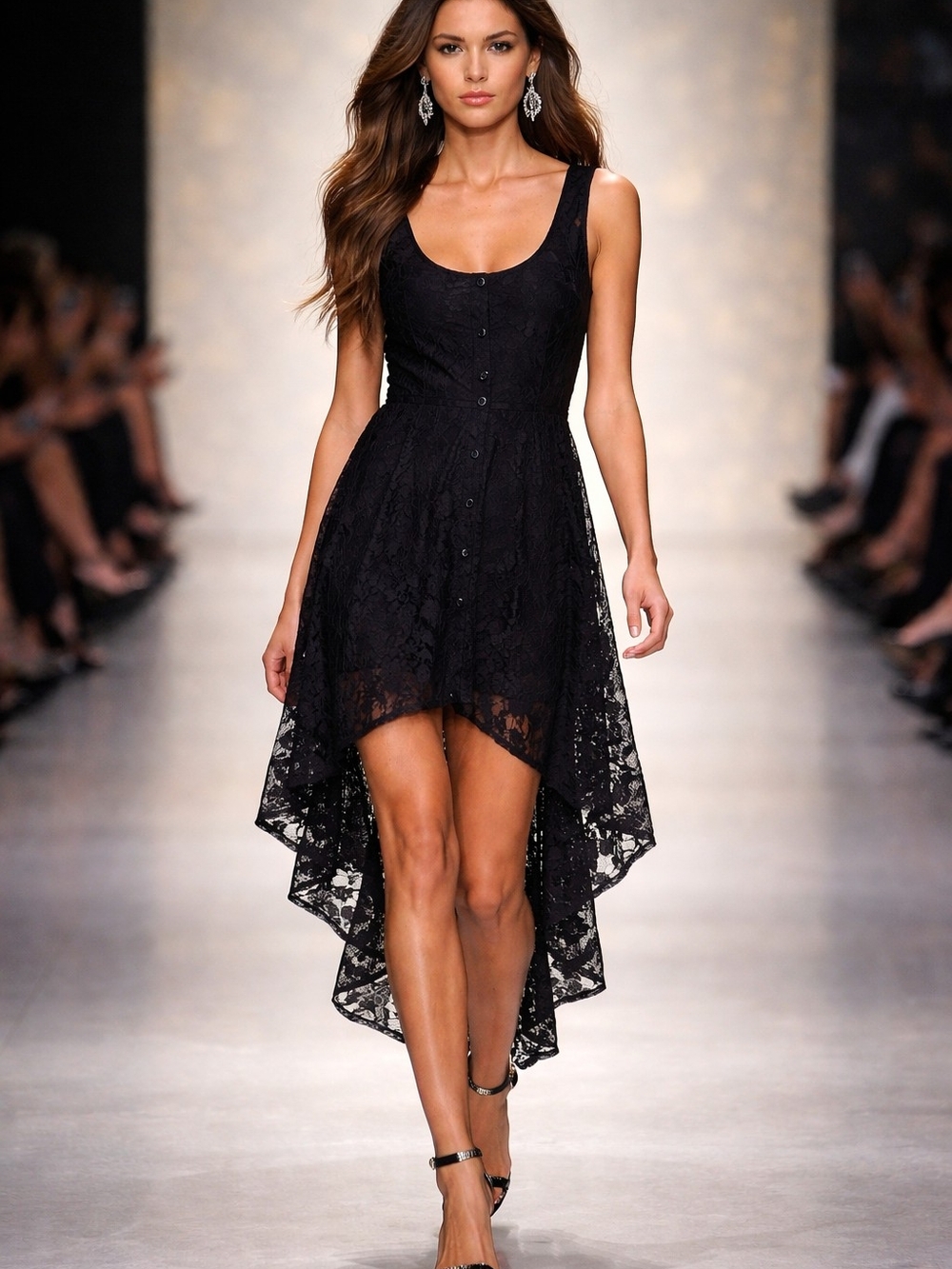 HeartSoul Black Lace High-Low Scoop Dress